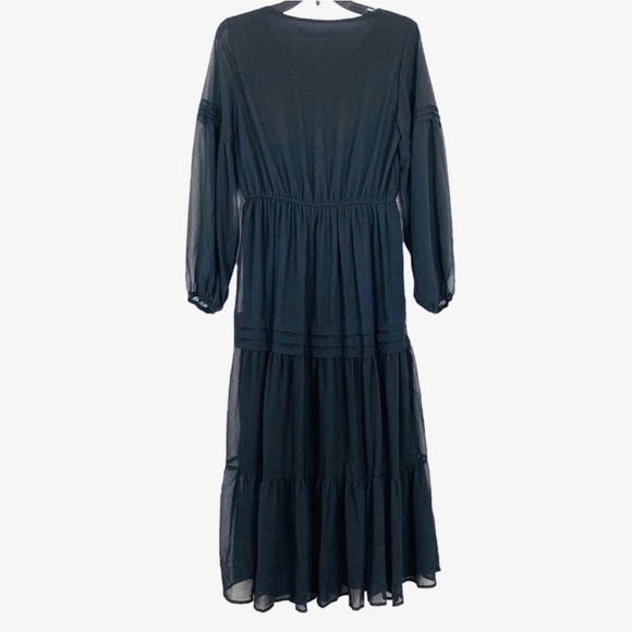 RUSTTYDUSTTY Black Tiered Sheer Long Sleeve Polyester Chiffon Dress Medium NEW - Picture 6 of 11